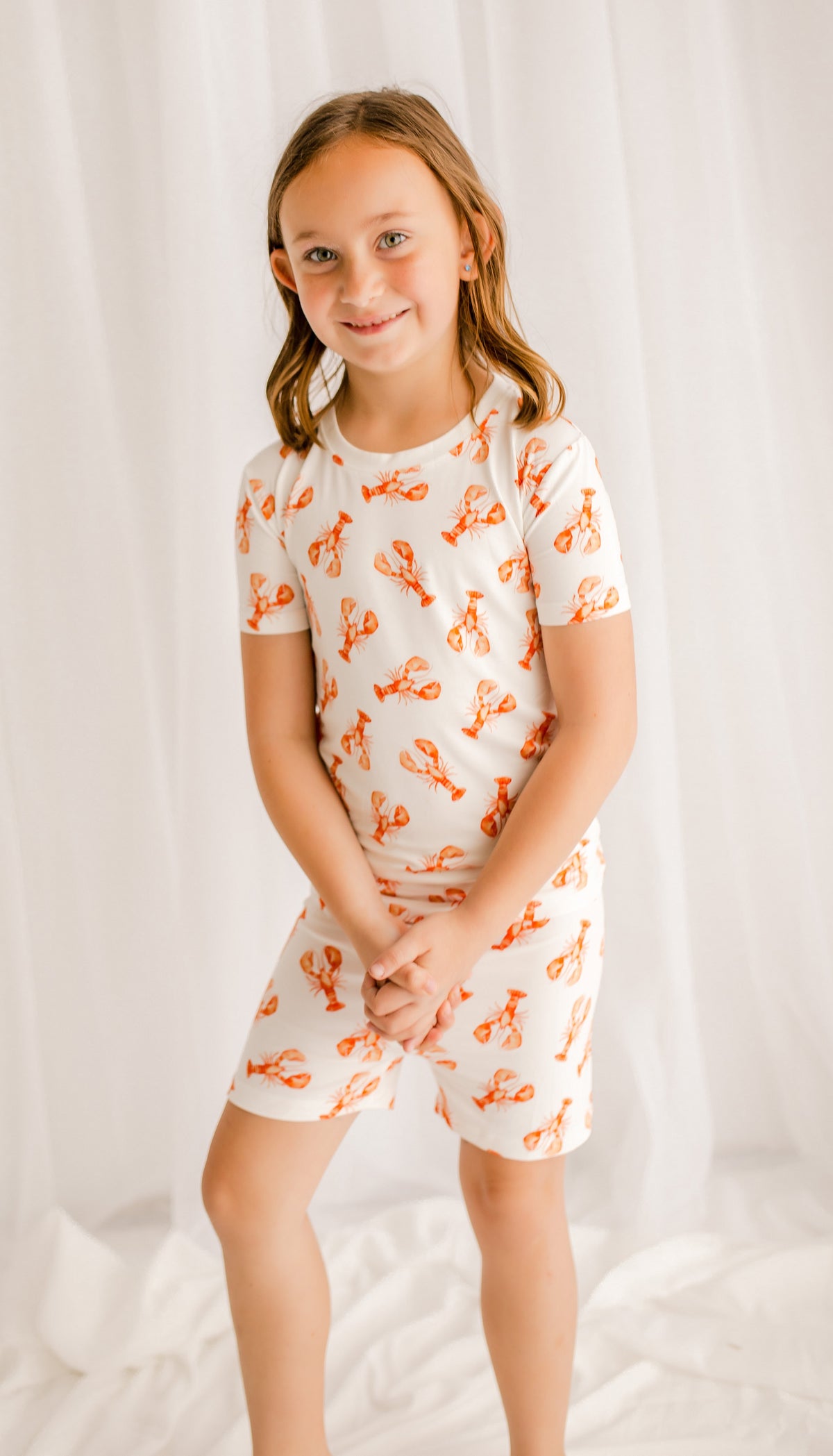 🌊 Dale - Maine Coastal Crustacean Short Sleeve Two Piece Bamboo Pajama Set