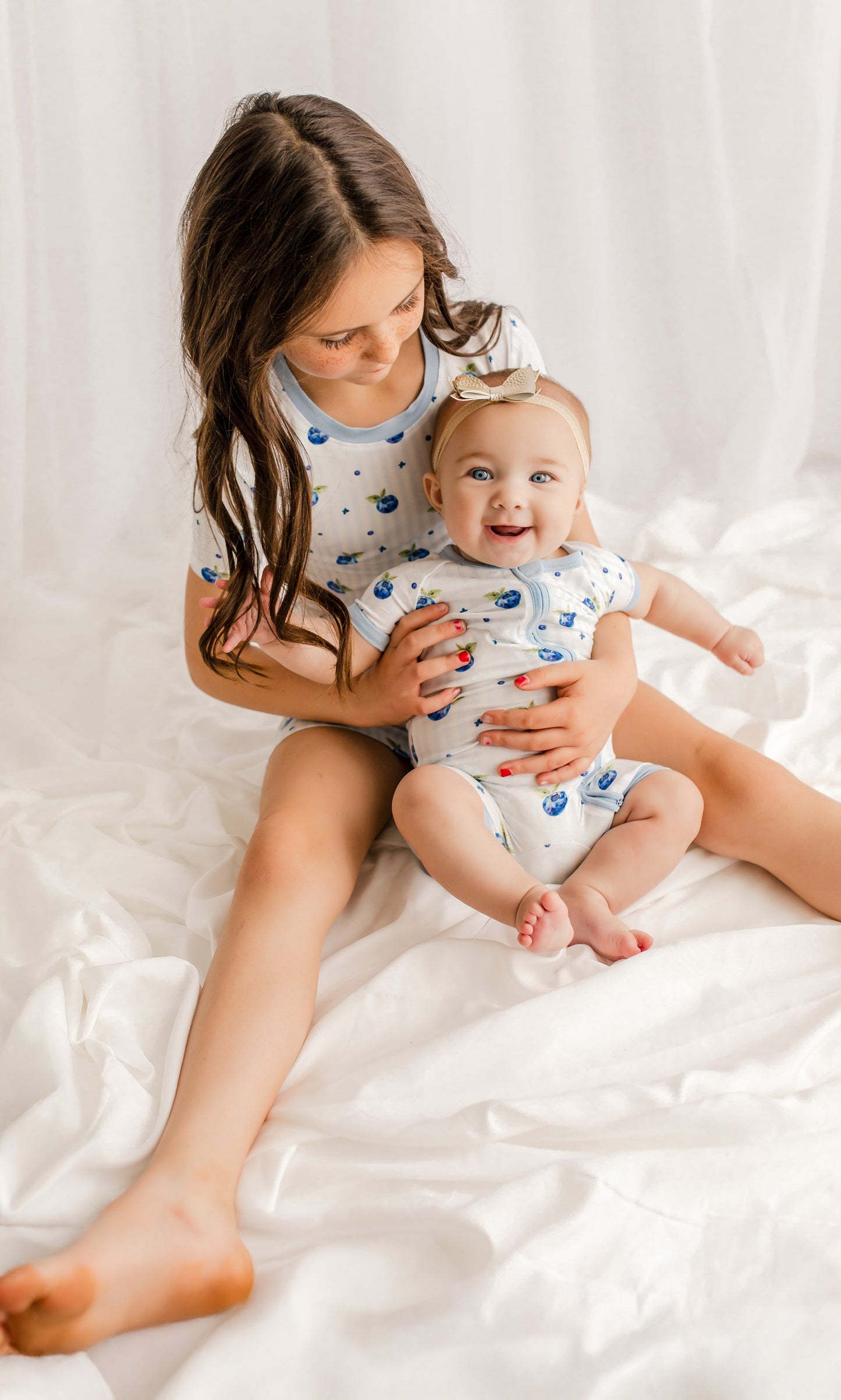 🌊 Ivy- Blueberry & Stripes Short Sleeve Zippy Romper