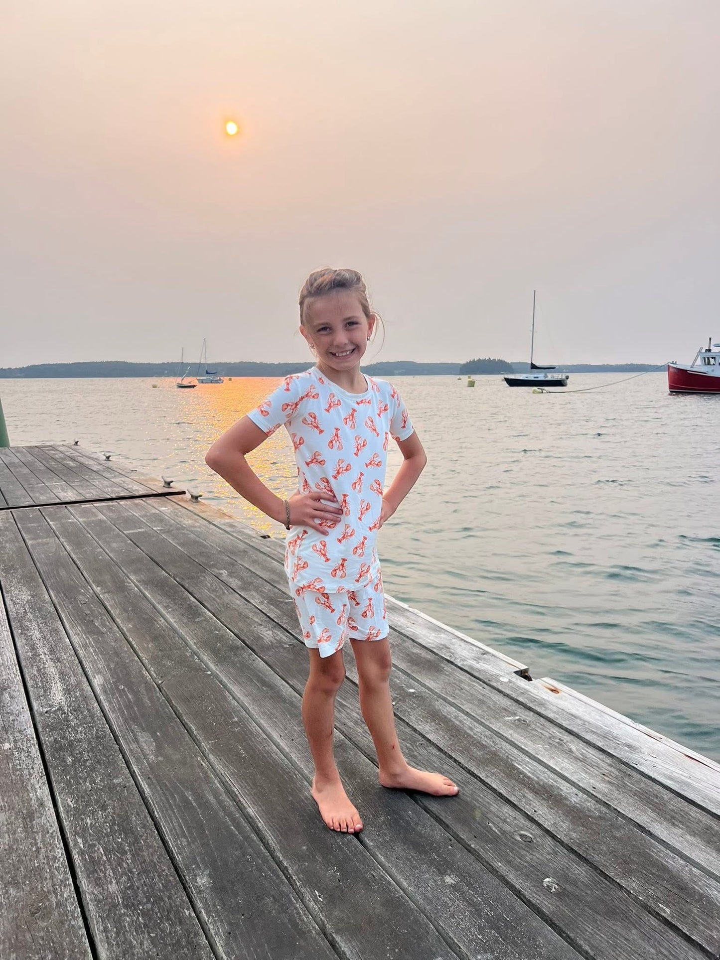 🌊 Dale - Maine Coastal Crustacean Short Sleeve Two Piece Bamboo Pajama Set