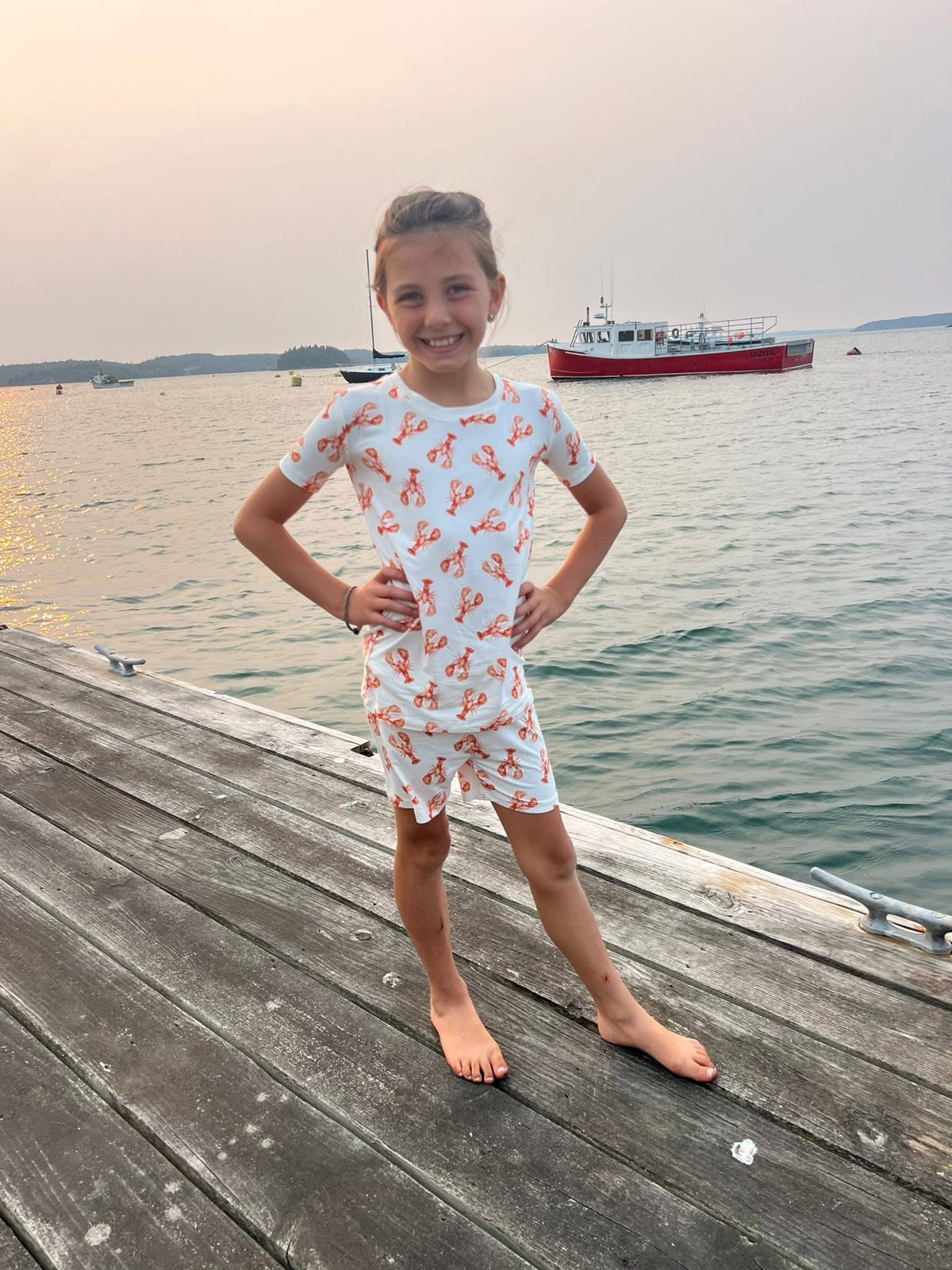 🌊 Dale - Maine Coastal Crustacean Short Sleeve Two Piece Bamboo Pajama Set