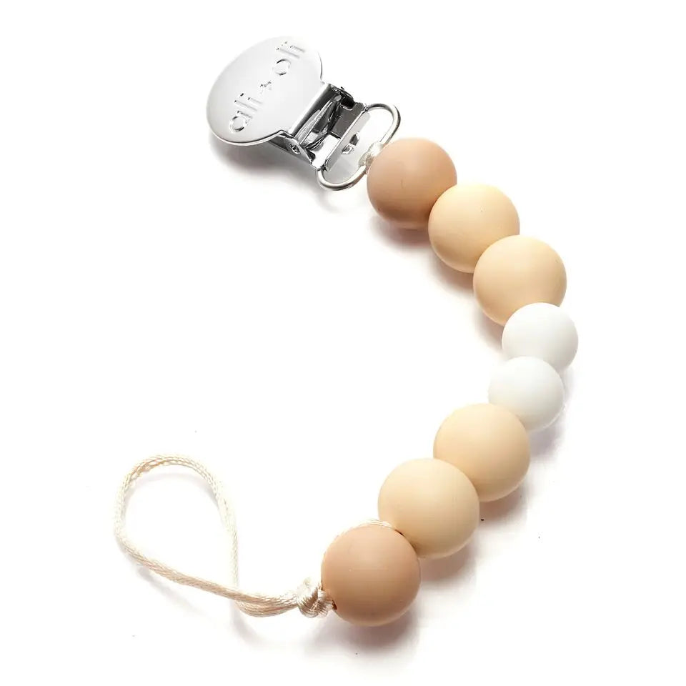 Ivory/Tan- Pacifier Clip