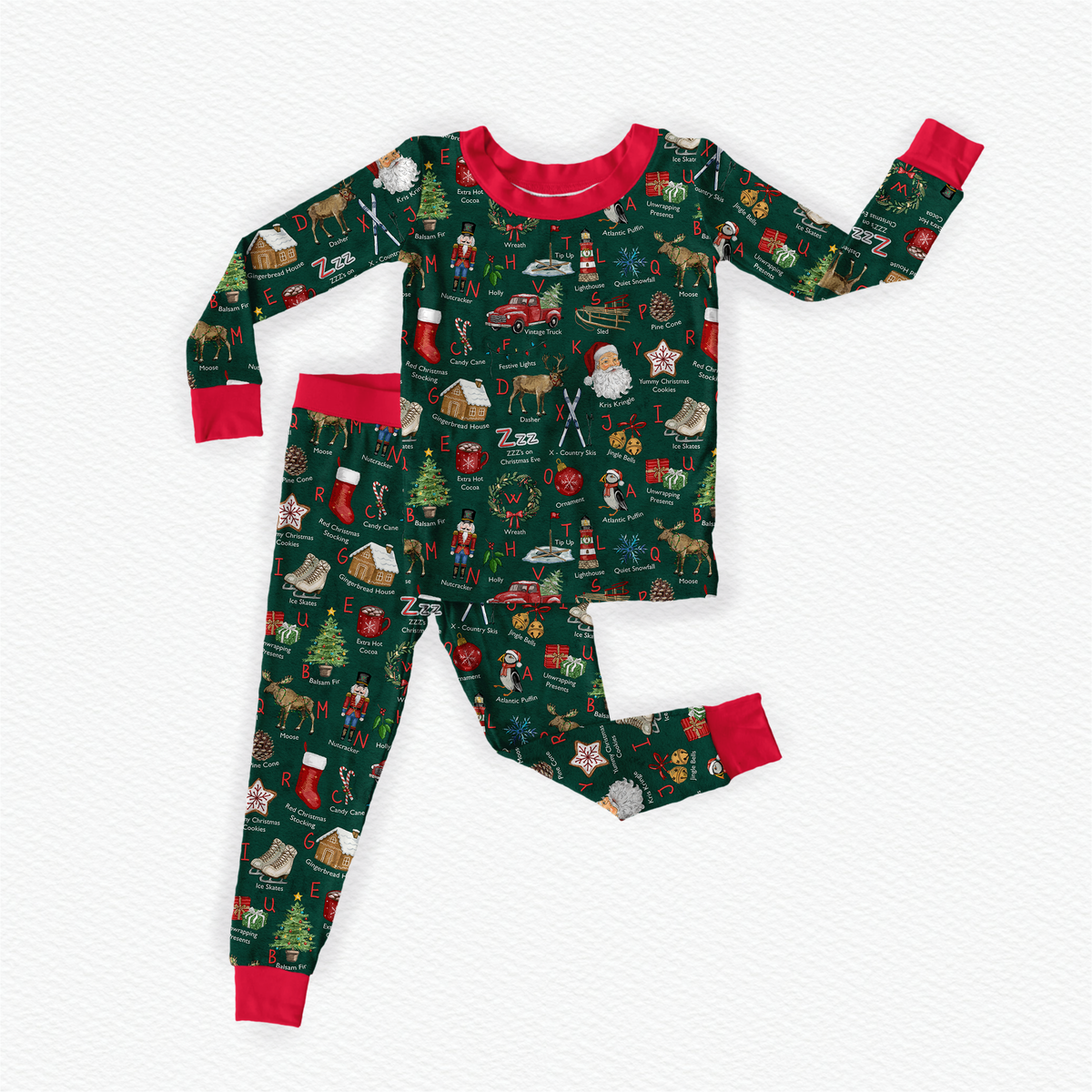 PREORDER: MAINE CHRISTMAS ALPHABET- Two Piece Pajamas