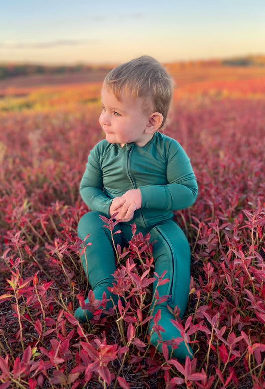 Hunter Green Zippy Romper