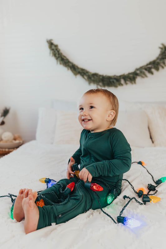Hunter Green Zippy Romper