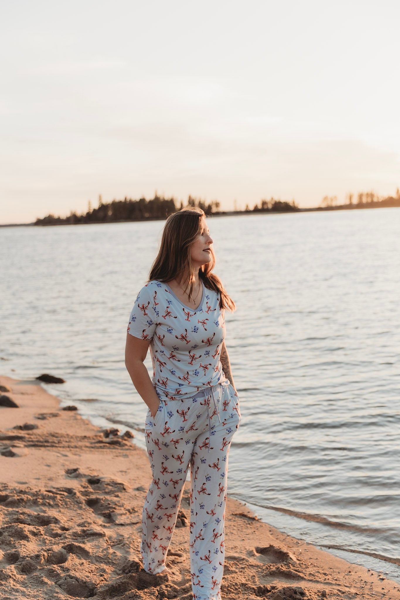 Brooke - Lobster & Blueberry Short Sleeve V-Neck Shirt