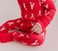 Red one piece pajama with white Maine lobsters and red cuffs 