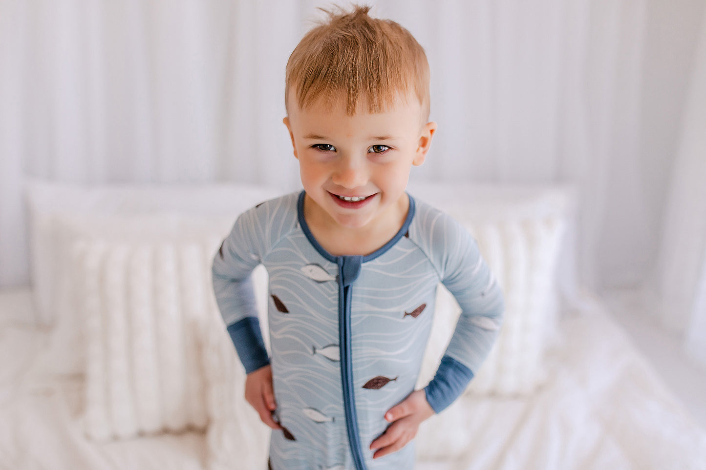 Kaleb - Halibut Zippy Romper