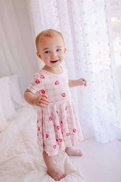 Plaid Strawberry Twirl Dress