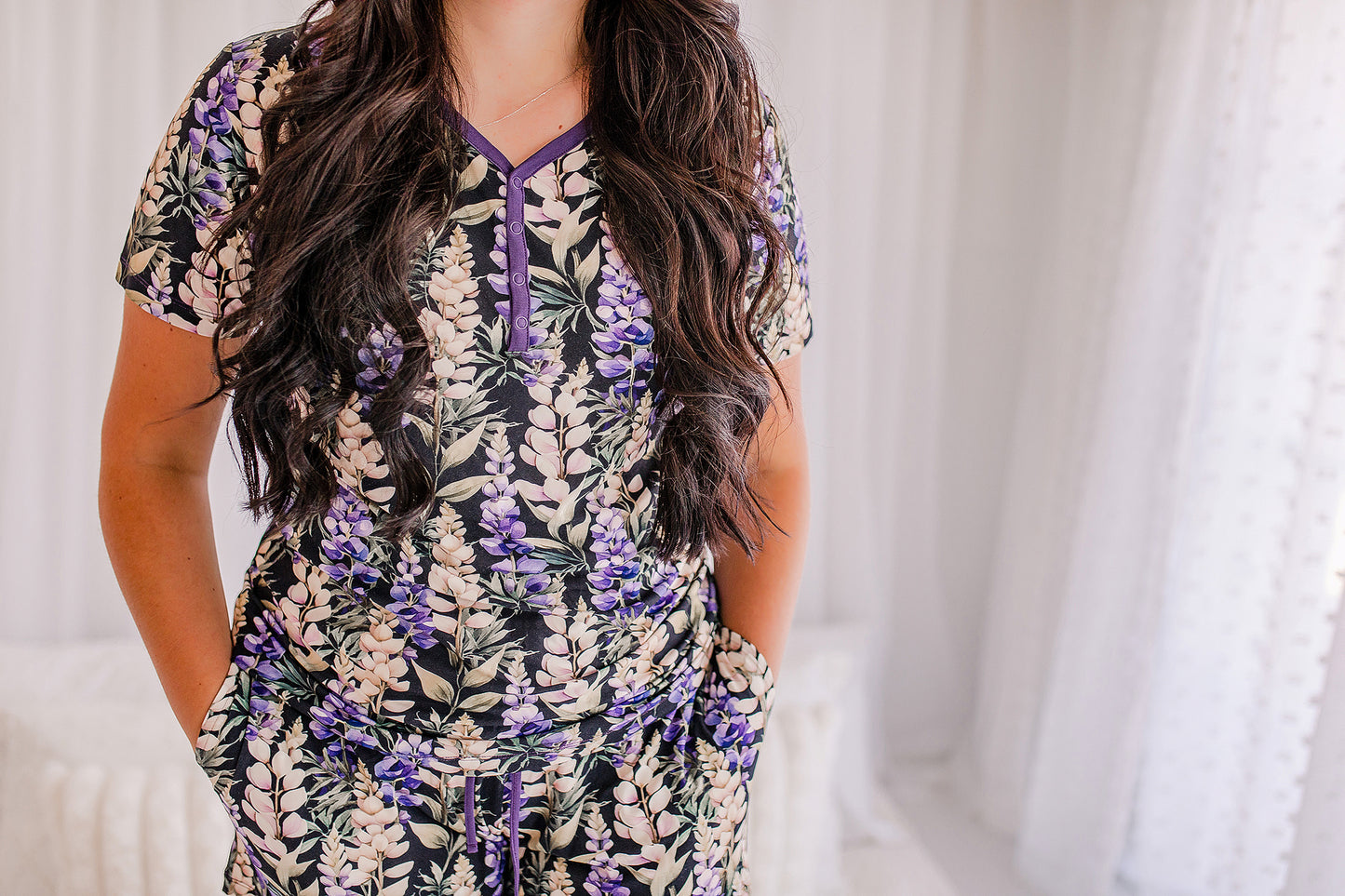 Camille - Dark Lupine T-Shirt & Shorts Pajama Set