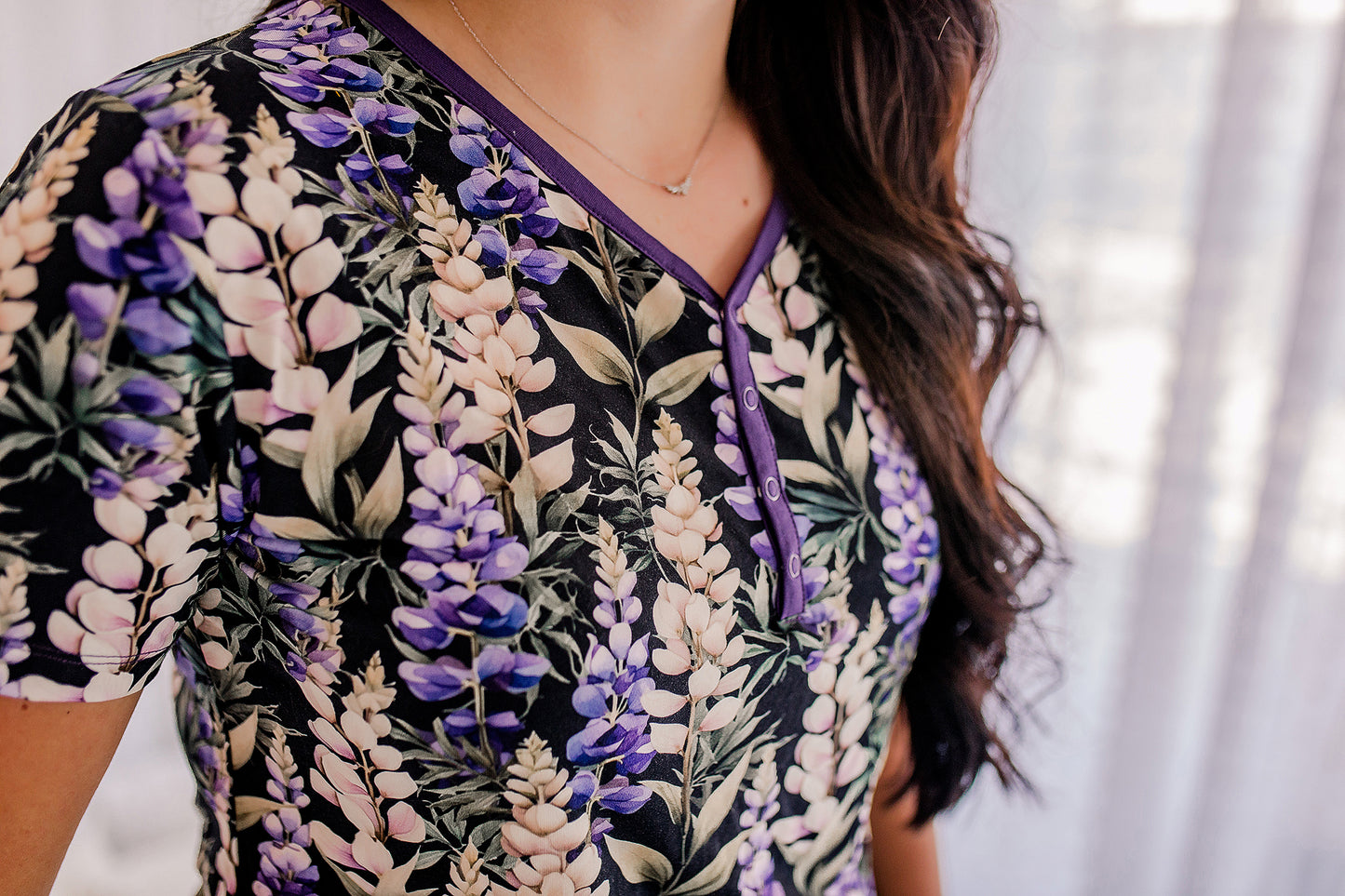 Camille - Dark Lupine T-Shirt & Shorts Pajama Set