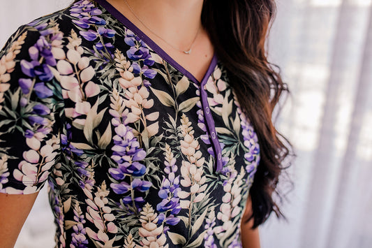 Camille - Dark Lupine T-Shirt & Shorts Pajama Set