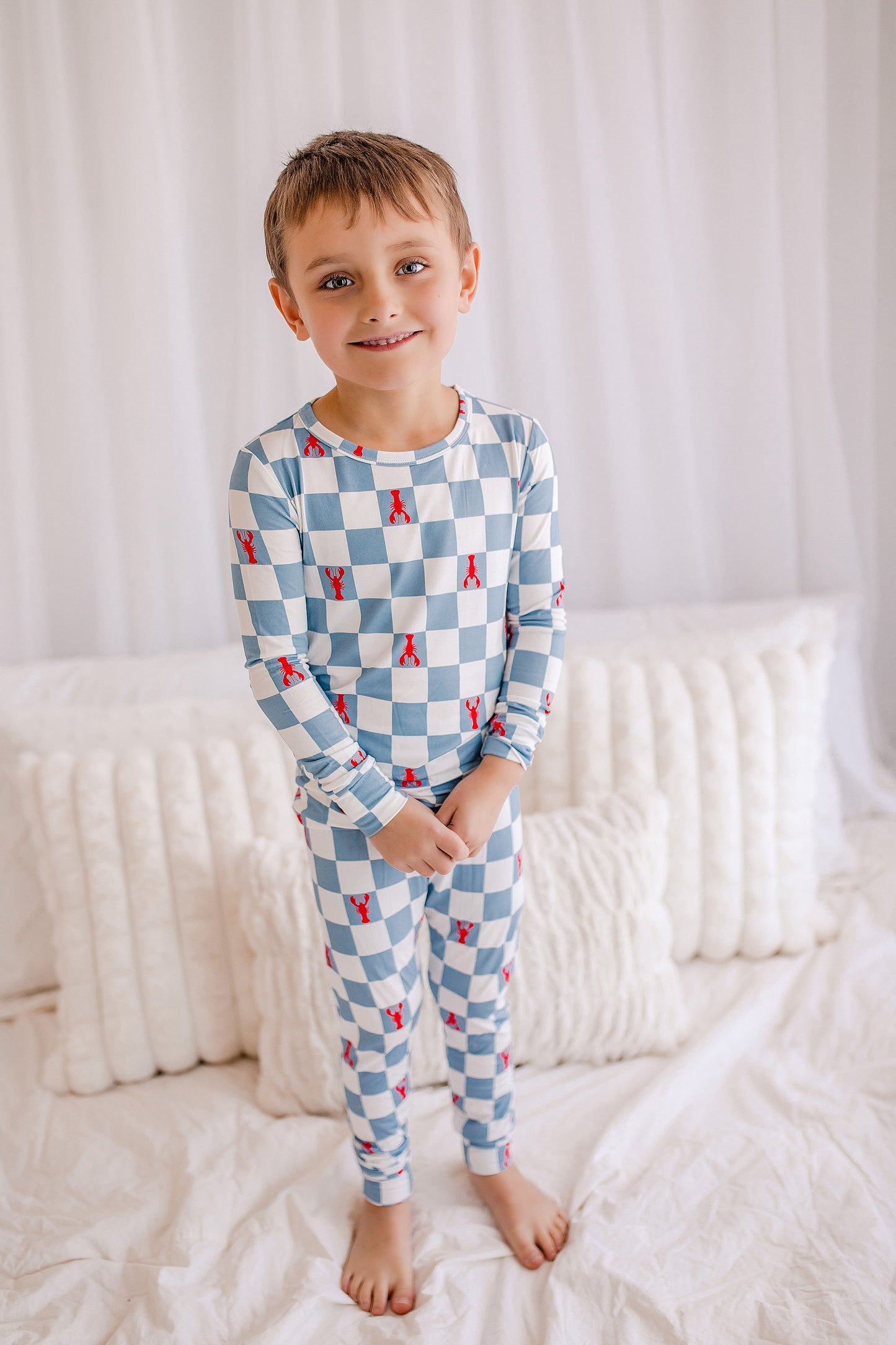 Kenny - Checkered Lobsters Two Piece Pajama Set