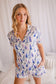 Kristina - Light Lupines Button Up Top & Shorts Pajama Set
