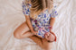 Kristina - Light Lupines Button Up Top & Shorts Pajama Set