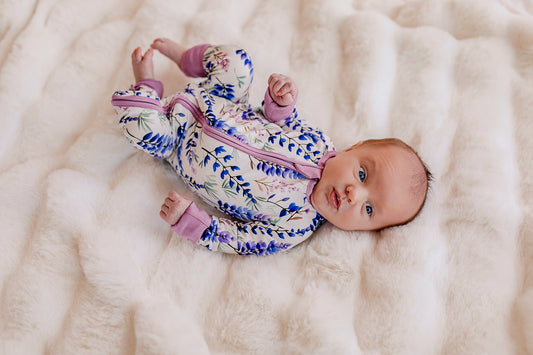 Kristina - Light Lupines Zippy Romper
