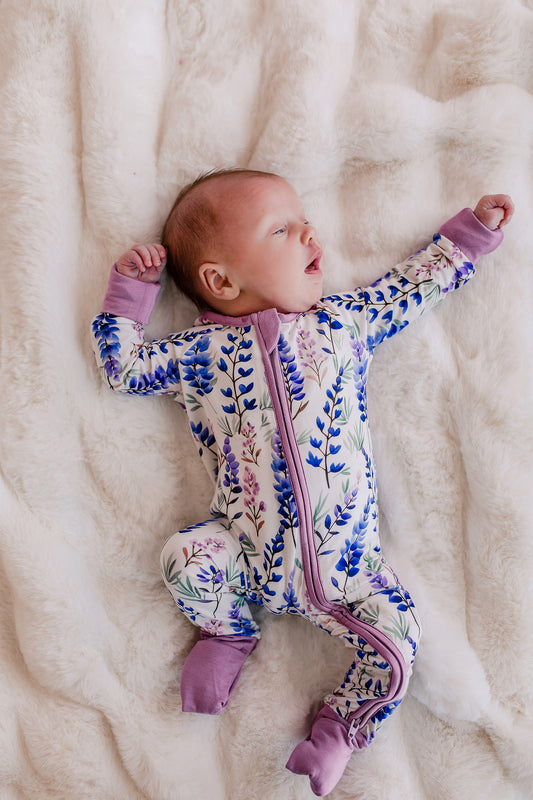 Kristina - Light Lupines Zippy Romper