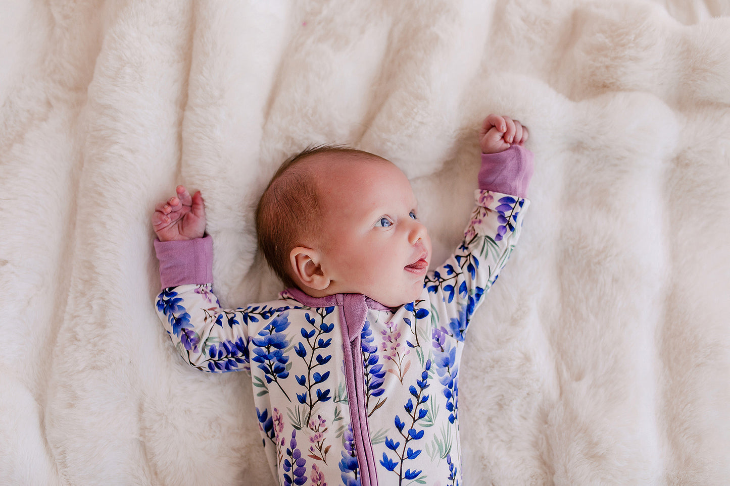Kristina - Light Lupines Zippy Romper