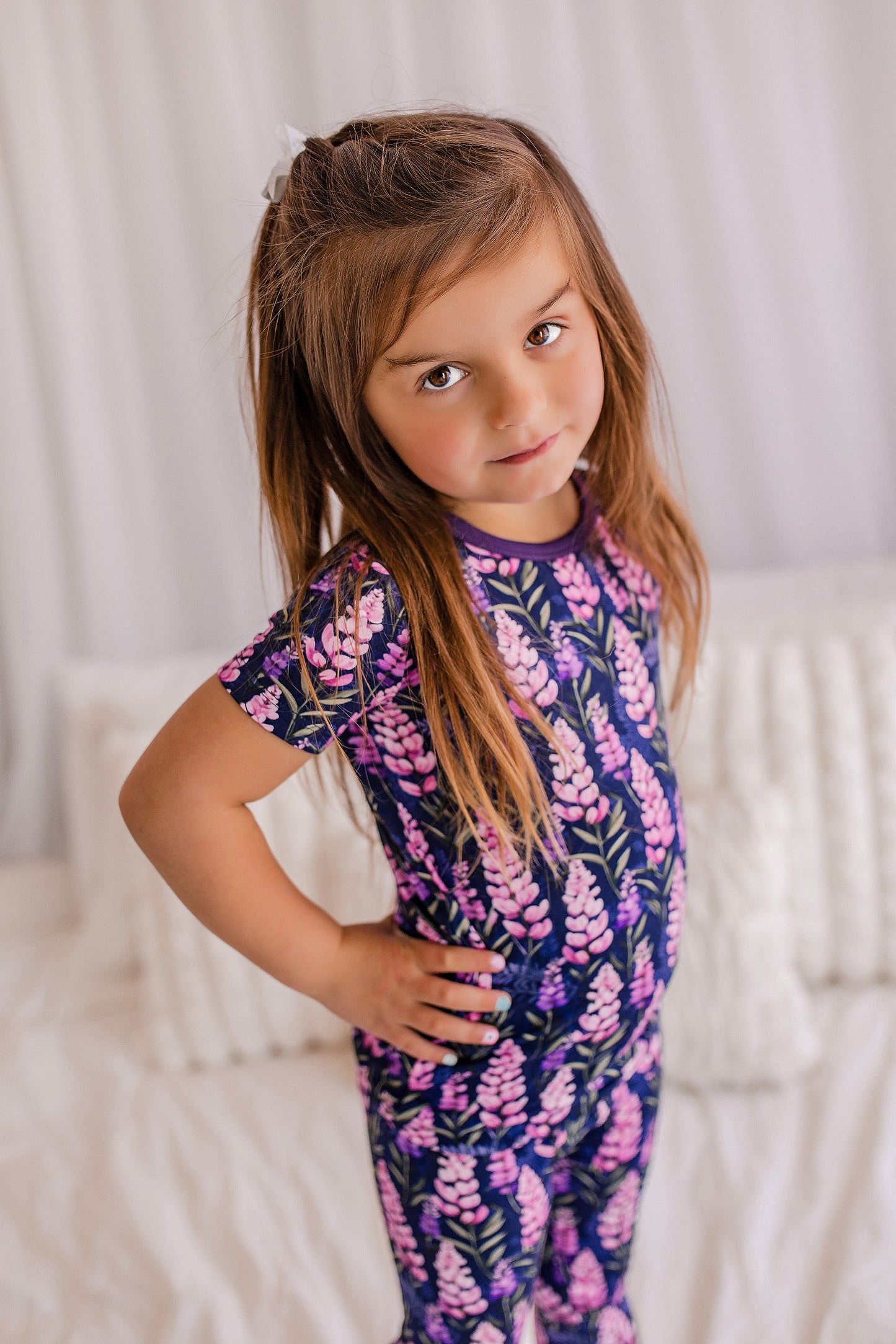 Annie - Dark Purple Lupines Two Piece Pajama Set