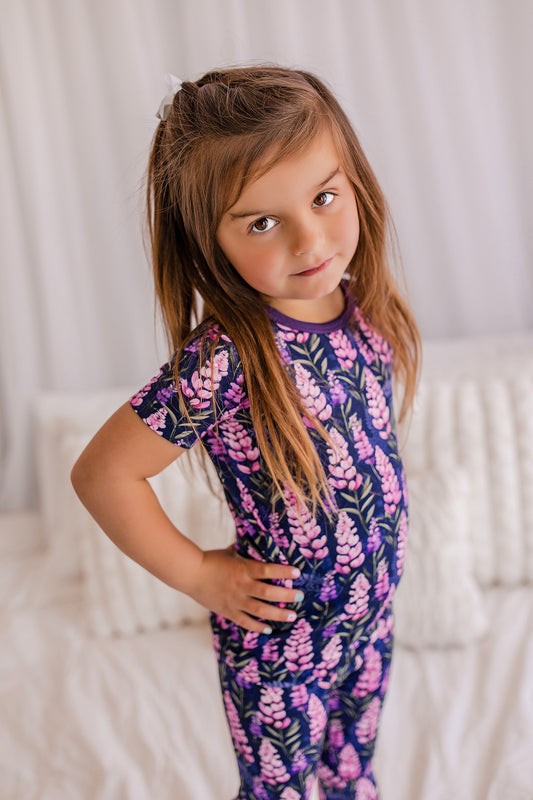 Annie - Dark Purple Lupines Two Piece Pajama Set