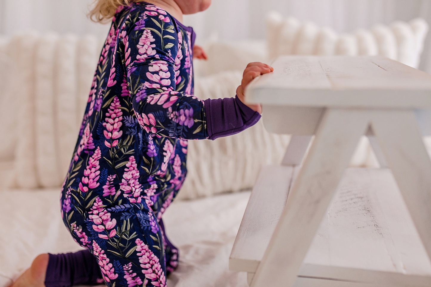 Annie - Dark Purple Lupines Zippy Romper