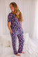 Annie - Dark Purple Lupines: Short Sleeve V-Neck Shirt