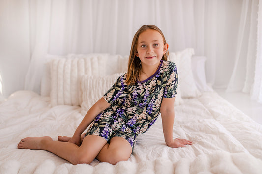 Camille - Dark Lupines Two Piece Pajama Set
