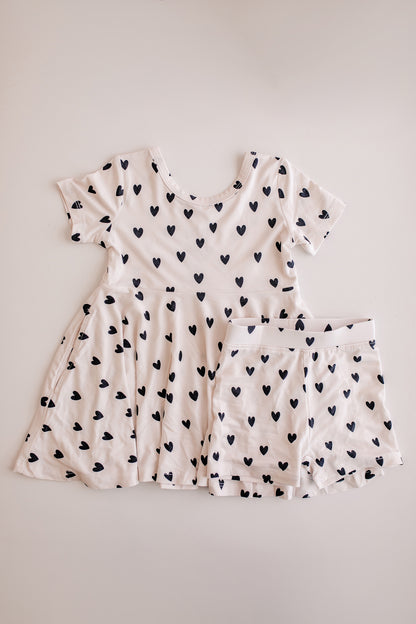 Black Hearts Twirl Dress