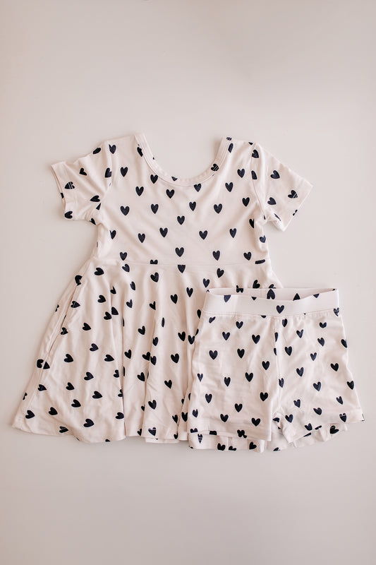 Black Hearts Twirl Dress