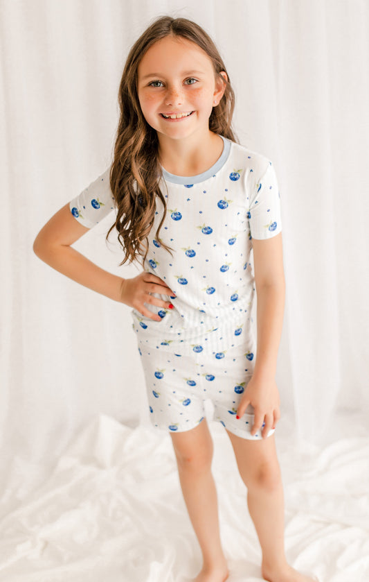 🌊 Ivy - Blueberry & Stripes Two Piece Pajama Set
