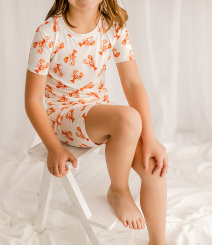 🌊 Dale - Maine Coastal Crustacean Short Sleeve Two Piece Bamboo Pajama Set
