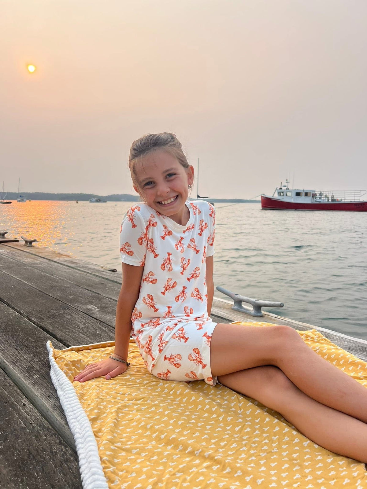 🌊 Dale - Maine Coastal Crustacean Short Sleeve Two Piece Bamboo Pajama Set