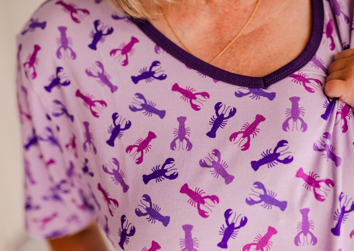 Erika - Purple Lobster Short Sleeve Shirt