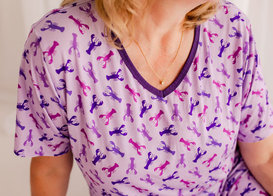 Erika - Purple Lobster Short Sleeve Shirt