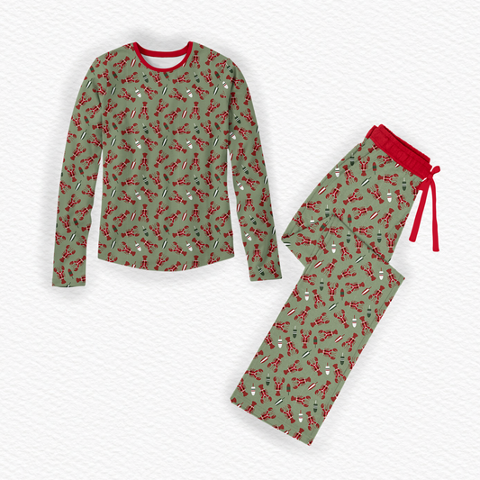 PREORDER: Santa Claws- YOUTH SIZE SETS- Long Sleeve + Wide Leg