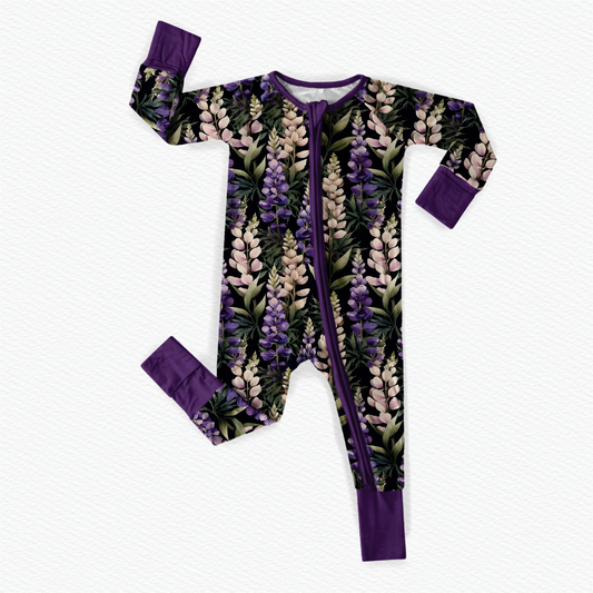 Camille - Dark Lupines Zippy Romper